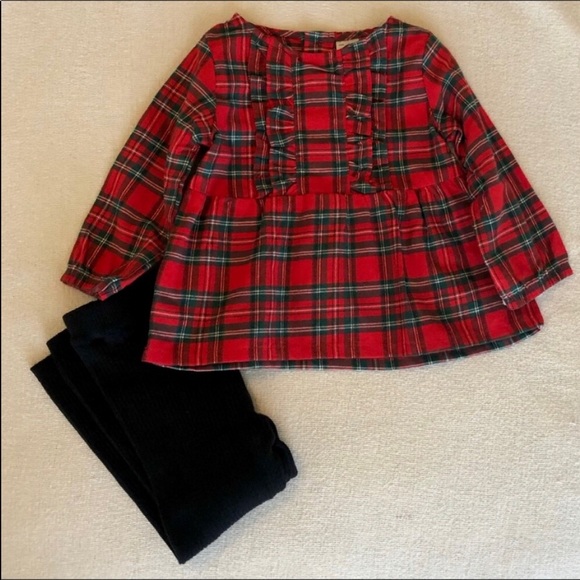 NEW Carter’s 2-Piece Plaid Top with Black Leggings - Picture 3 of 7